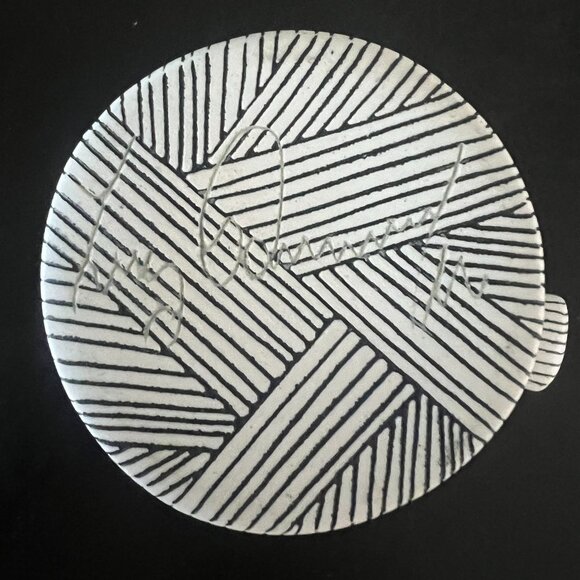 Handcrafted LIZ PECHACEK Signed Ceramic Mug w/ Inlay & Wax Resist Glaze Striped - Picture 11 of 12